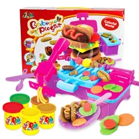 hot selling childrens clay mold tool set hamburger barbecue machine color clay like leather clay dough machine diy toys