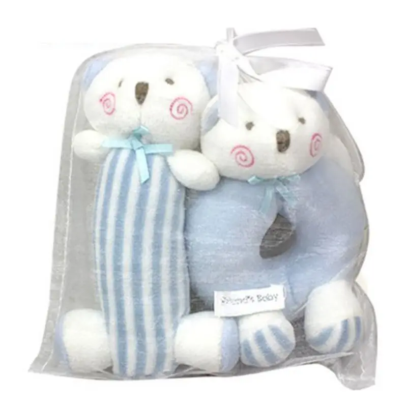 

Baby Rattle Plush Soft Toys Newborn Gift Crib Toy Blue bear newborn toys