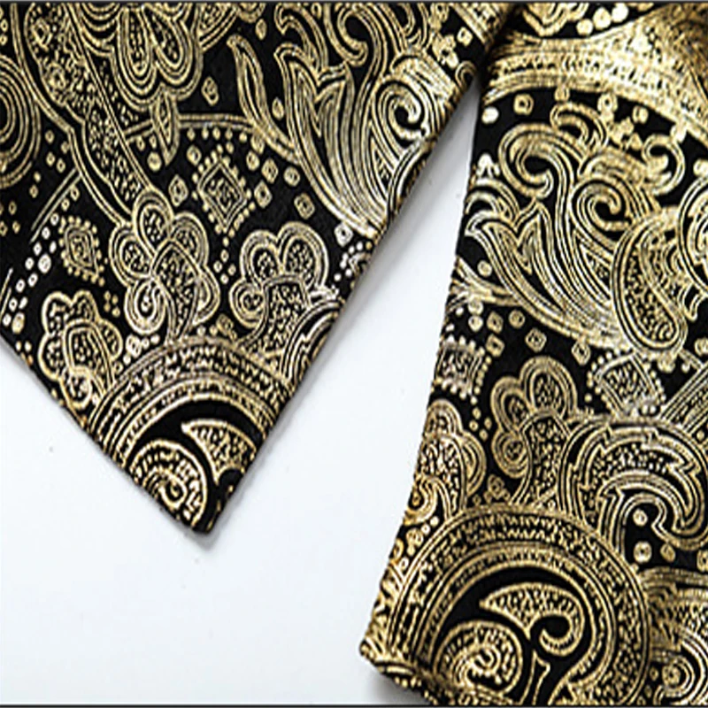 

Mens Gold Floral Paisley Blazer Jacket 2019 Brand New Single Breasted Two Button Business Wedding Prom Suit Blazer Stage Costume