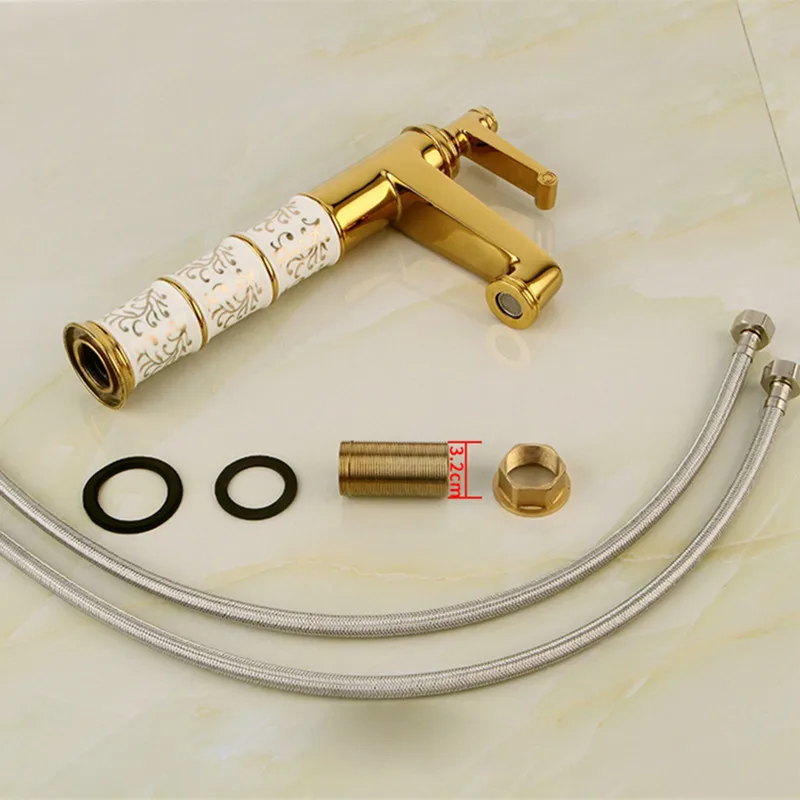 Золотой смеситель для ванной комнаты SDSN керамический бамбуковый раковины