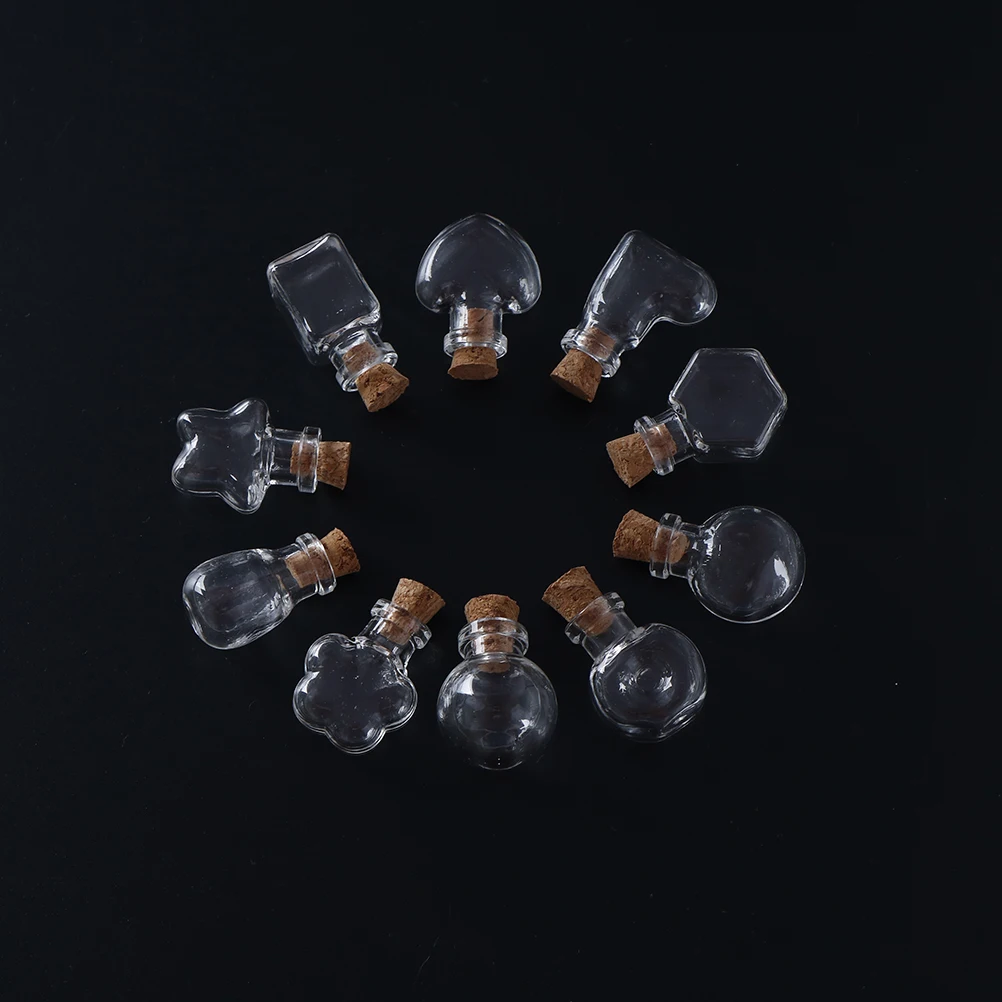 10 формы мини Стекло бутылок брелок Подвески небольшой бутылки желаний с флакон