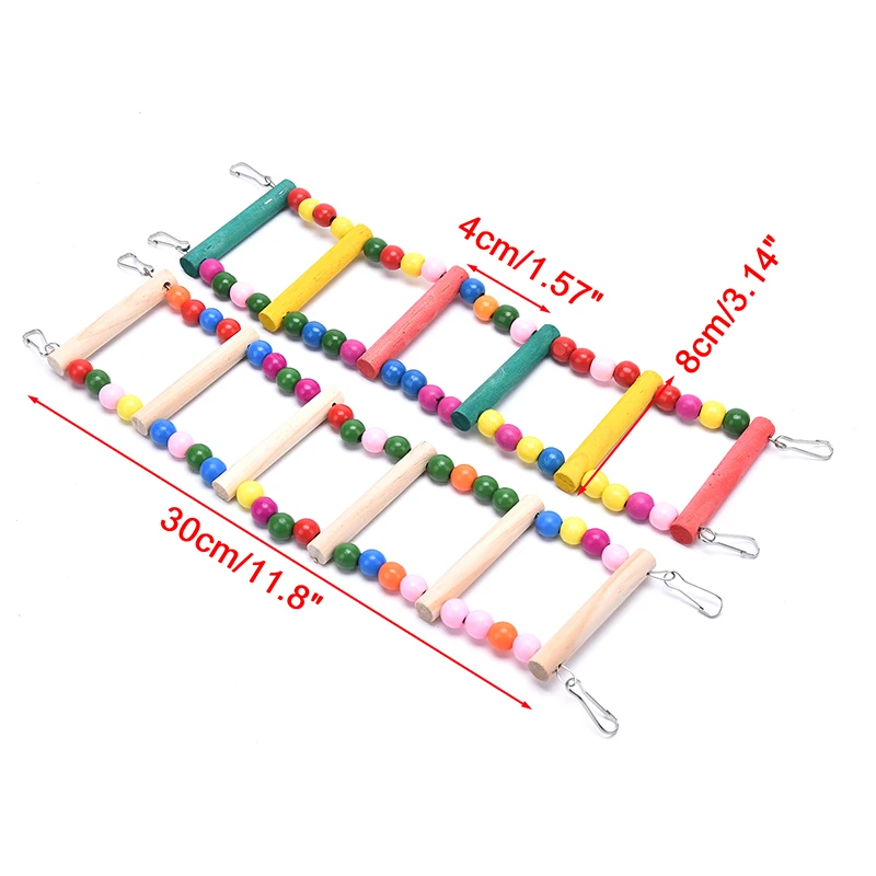 

Climbing Toy Birds Pets Parrots Ladders Hanging Colorful Balls With Natural Wood Parrot Toys For Conures Parakeets Cockatiels