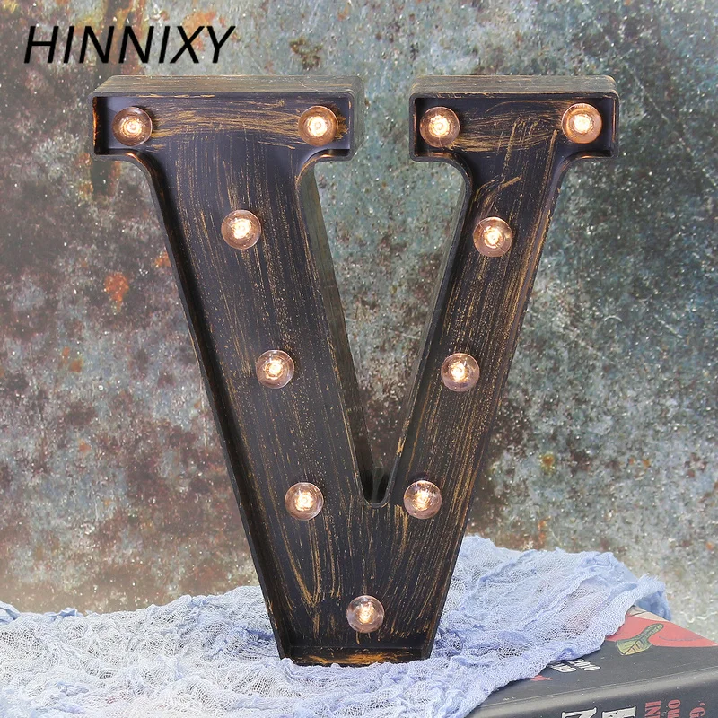 Hinnixy A-R настенный светодиодный светильник в стиле ретро с буквами, промышленный стиль, для бара, кафе, домашний декор, 3D Алфавит, аксессуары для помещений, ночной Светильник