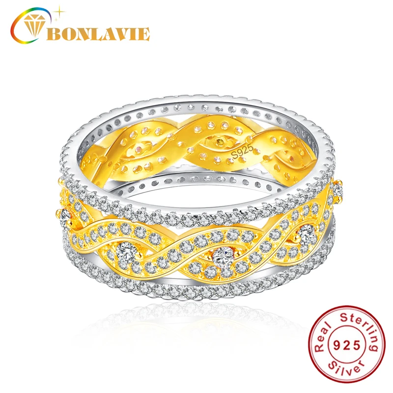 Кольцо Бесконечность золотого и серебряного цвета BONLAVIE 925 пробы для женщин