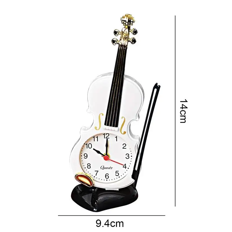 

Simulation Violin Alarm Clock Vintage Desk Clock For Office Home Decor Handmade Crafts Children Gifts Retro Ornament Decoration