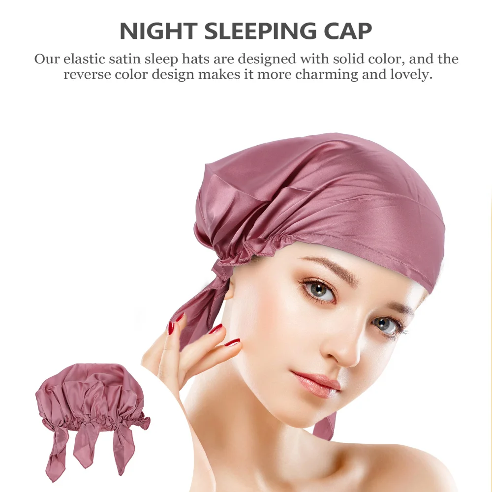 

Woman Silk Night Sleep Shower Cap Makeup Hair Cap Hair Headwear