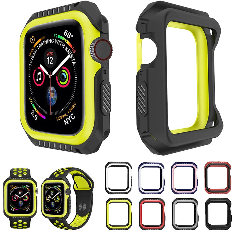 Жесткий защитный чехол бампер из силикона и поликарбоната для Apple Watch 4 5 40 44 мм iWatch