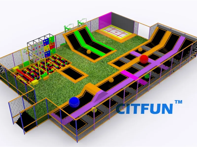 Новый дизайн коммерческих ниндзя воин курс детей и взрослых крытый батут парк