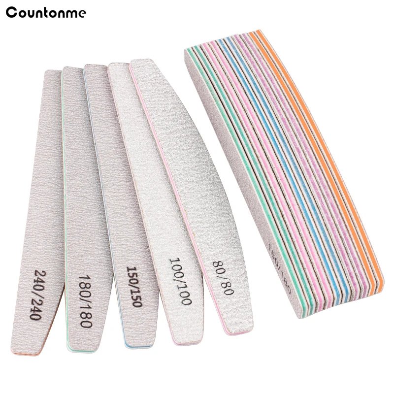 

5Pcs/10Pcs Colorful Sandpaper Boat Nail Files 80/100/150/180/240 Grey Sandpaper Buffer Emery Board Manicure Nail Accessories