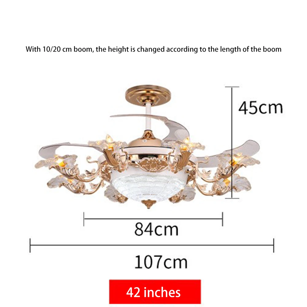 

luxury LED Invisible Retractable Ceiling Fans With Light Living Room Folding Ceiling Fan Lamp Remote Control High quality