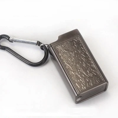 HY909ChanF-M-HeiLaS Мини-пепельница, домашний портативный карманный пепельница, на открытом воздухе, многофункциональная маленькая коробка, брелок для ключей, для сигарет, для хранения, металлическая коробка - Цвет: HY909ChanF-M-HeiLaS