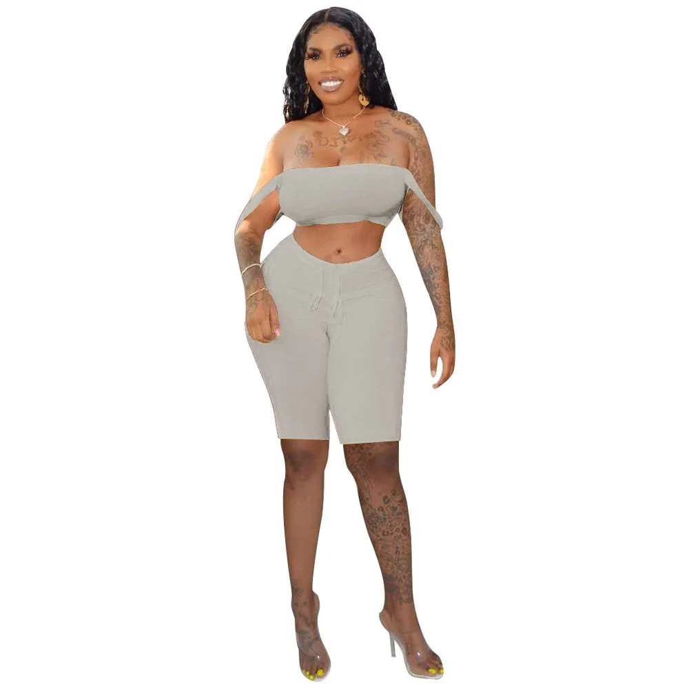 

Neon Green Off The Shoulder Two Piece Outfit Women's Suit Slim Fit Crop Top High Waist Knee Length Pant Lounge Wear Matching Set