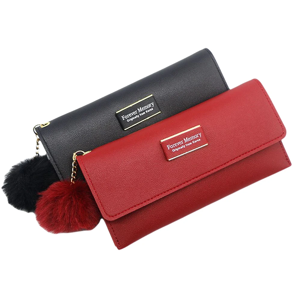 Модный женский длинный кошелек из искусственной кожи с бахромой и подвеской