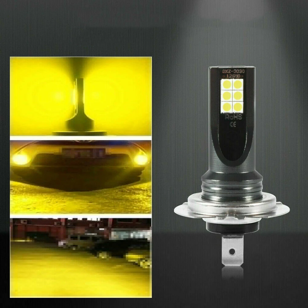 

2Pcs H7 LED Headlight Fog Lights Car Accessories 12V-24V 110W Car Auto Yellow LED Fog Light DRL 20000LM 3000K Parts Kit 2020 New
