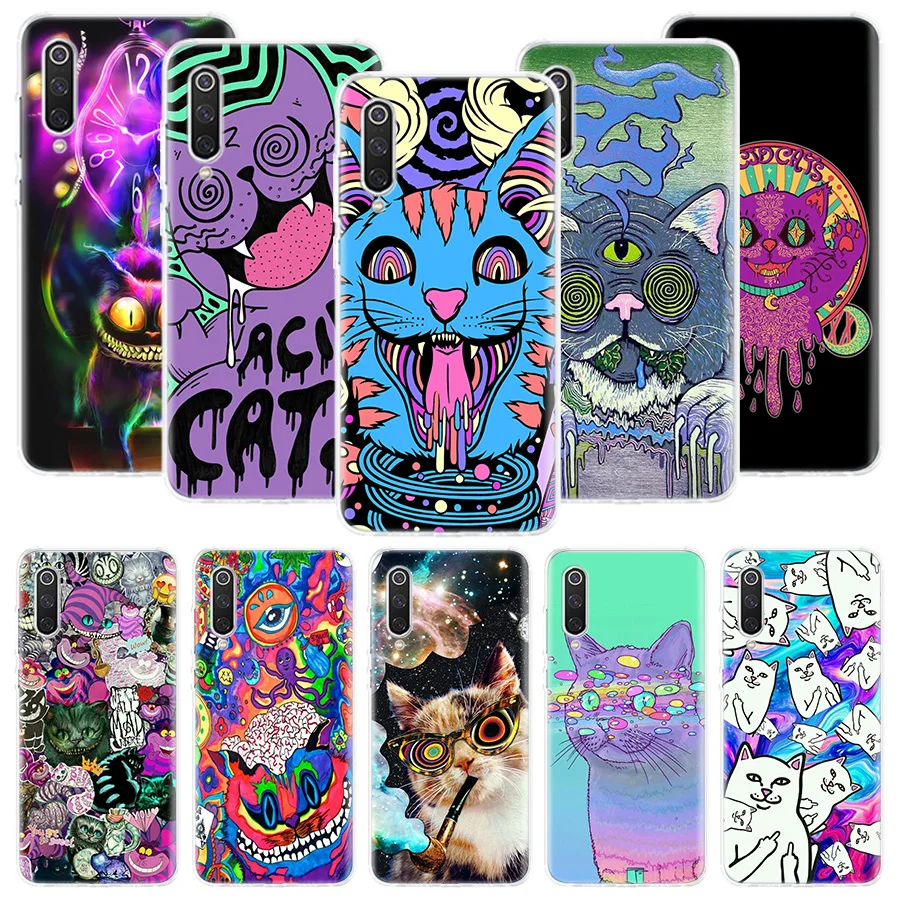 

Colourful Psychedelic Cat Trippy Phone Case For Xiaomi Redmi Note 10 9 8 11 12 Pro 11T 11S 11E 10S 9S 9T 8T 8A 7 6 5 Plus Art