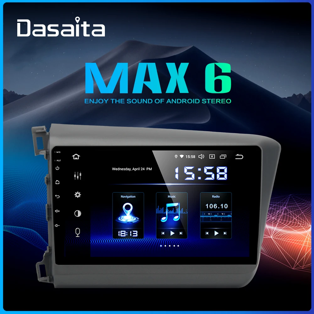 

Dasaita 9" Car Multimedia 1 Din Android 9.0 for Honda Civic Radio 2012 2013 2014 Navigation GPS Autoradio MP3 64GB ROM