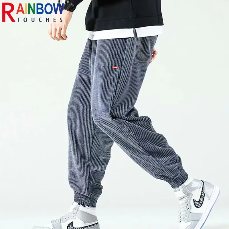 Rainbowtouches Fashional Classic Brand Men's Tripp Pants High Street Trousers Loose Tie Feet Casual Style Corduroy Male Pants