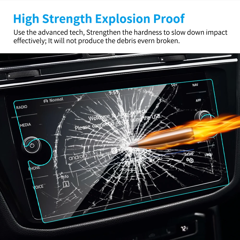 8 inch car lcd touch screen protector 9h tempered glass protective film for volkswagen golf 7 gtigtegtdgolf variant discovery free global shipping
