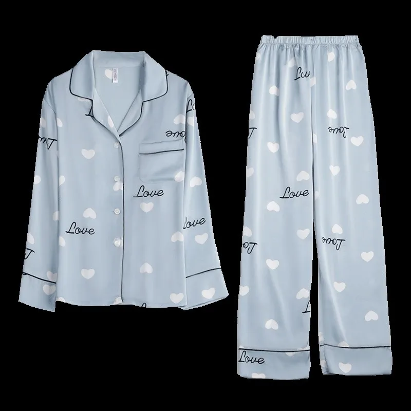 Женский Пижамный костюм из 2 предметов с принтом сердечек повседневная одежда