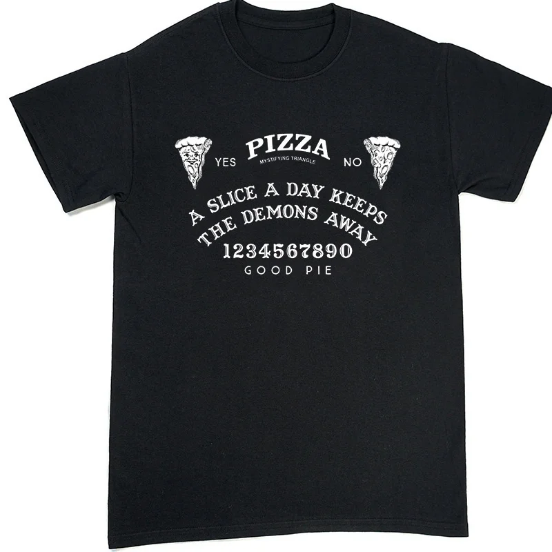 

HAHAYULE-JBH Women Pizza Ouija Board T-Shirt Hipsters Summer Cute Funny Tee Grunge Goth Clothing Halloween Witch Shirt
