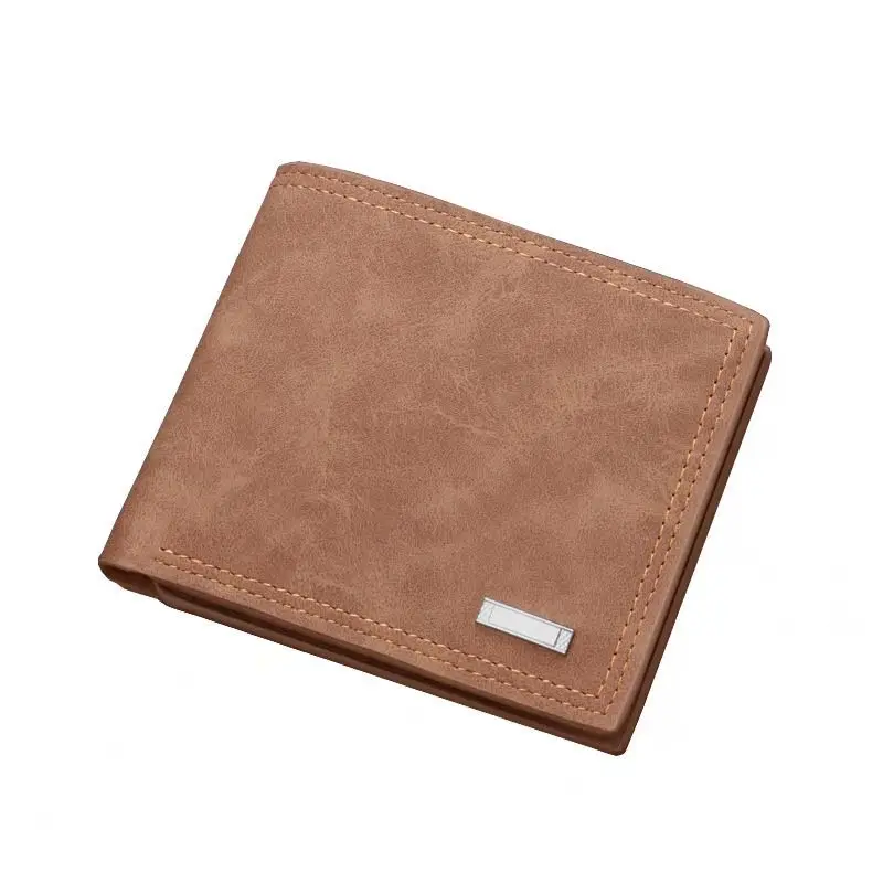 

Men's wallet multi function short multi Card Wallet with zipper wallet horizontal wallet retro frosted leather simple