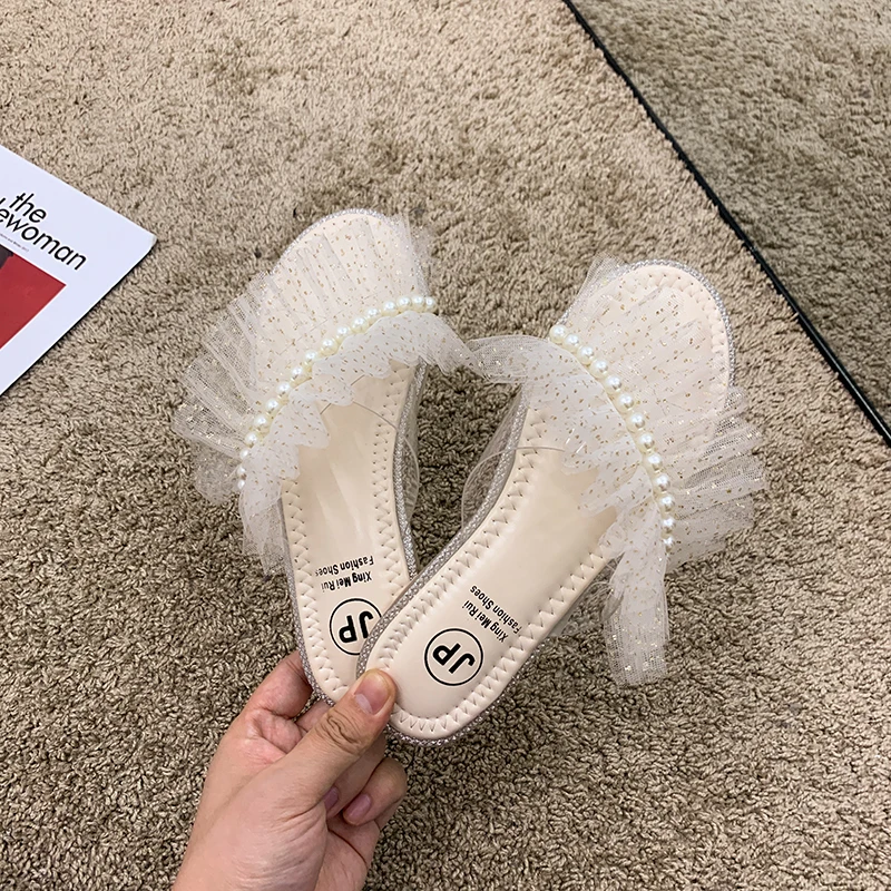 

Shoes Woman 2021 Female Slippers Luxury Slides String Bead New Designer Rubber Flat Rome PU Basic Shoes Womens Slippers Outdoor