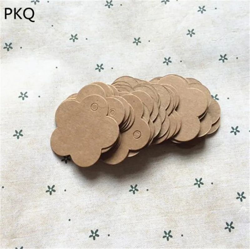 100 шт 4 см круглая Цветочная дизайнерская этикетка белая черная крафт бумага