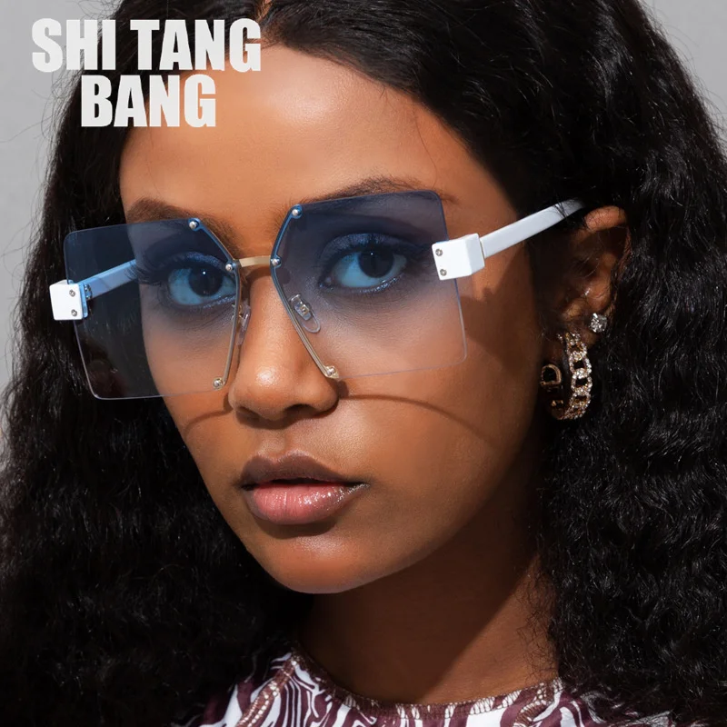 

New Frameless Square Sunglasses Men Women Trendy European American Fashion Rice Nail Sun Glasses Gradient Color Eyeglasses