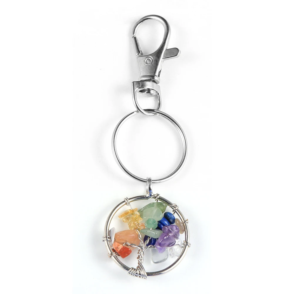 Природный чип гравий 7 Чакр проволока оберточная Подвеска &quotДрево жизни&quot