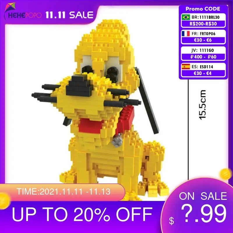 

1358-1433pcs 9055-9056 Hot Sale Magic Blocks Cartoon Bruto Dog Mini Blocks Little Squirrel Building Toys Model for Children Gift