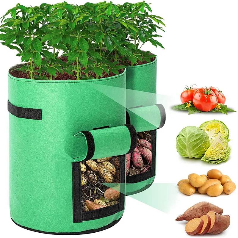 

2 Pack Potato Grow Bags 10 Gallon Planting Pouch Fabric Pots Premium Breathable Cloth Bags for Plant Container