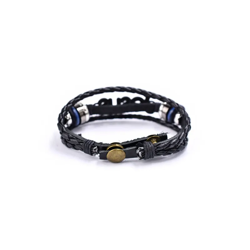 

Classic Jesus Men's Leather Bracelet Multilayer Braided Gold Metal Retro Men's Bracelet Wristband Hand Rope Accessories