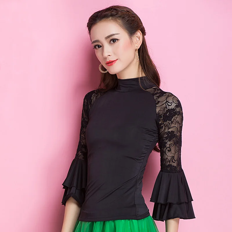 Модная Современная кружевная одежда для латиноамериканских танцев с длинным