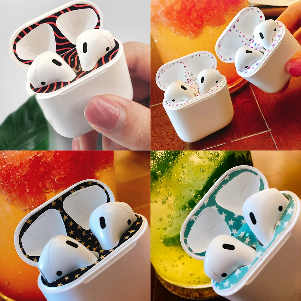 

2pcs New Ultra Thin Dust-proof Cover Film Protective Sticker Skin Dust Guard Stickers For Apple Airpods Earphones Charging Box