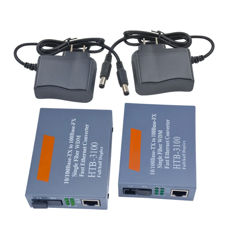 1 Pair 100MB Fiber Optic Transceiver NetLink HTB-3100 Single-Mode Single Fiber Transceiver 25km Photoelectric Converter
