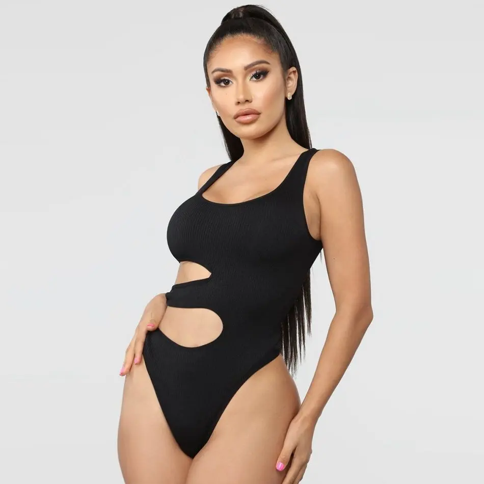 Seamyla женский черный майка без рукавов с вырезами бретелек обтягивающий