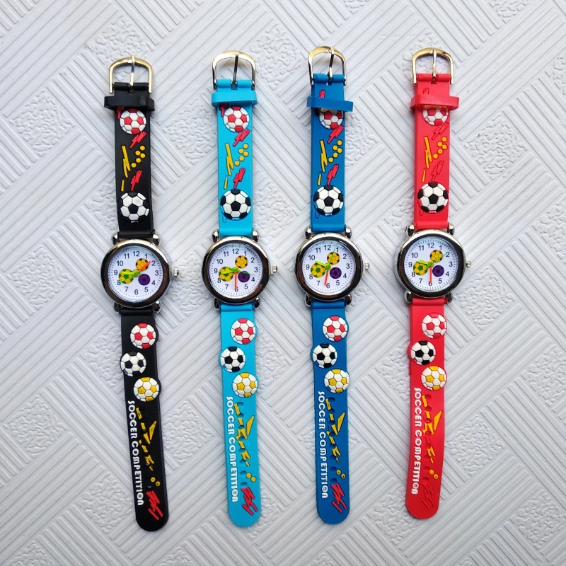 

3D Football Kids Quartz Watches Children Watch Boys Girls Clock Silicone Strap Crystal Bracelet Child Wristwatch for Kid Gift