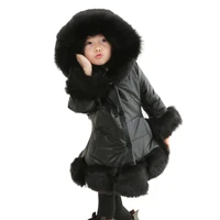 solid cotton padded jacket for kids girl fashion coat fur hooded outerwear baby warm pu leather jacket toddler winter clothes
