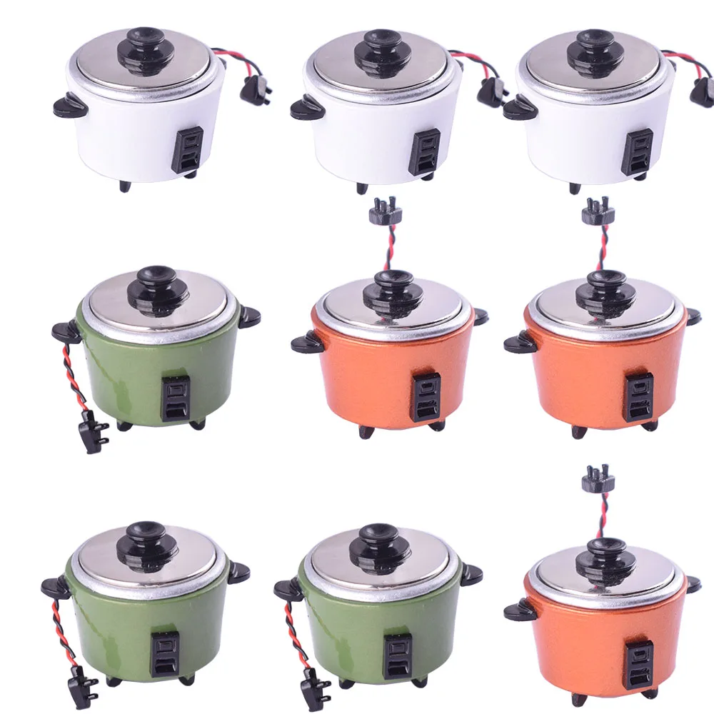 

2 PCS Miniature Metal Rice Cooker Dollhouse Ornament,1/12 Simulation Rice Cooker Kitchen Accessory Pretend Play Toys Role Playin