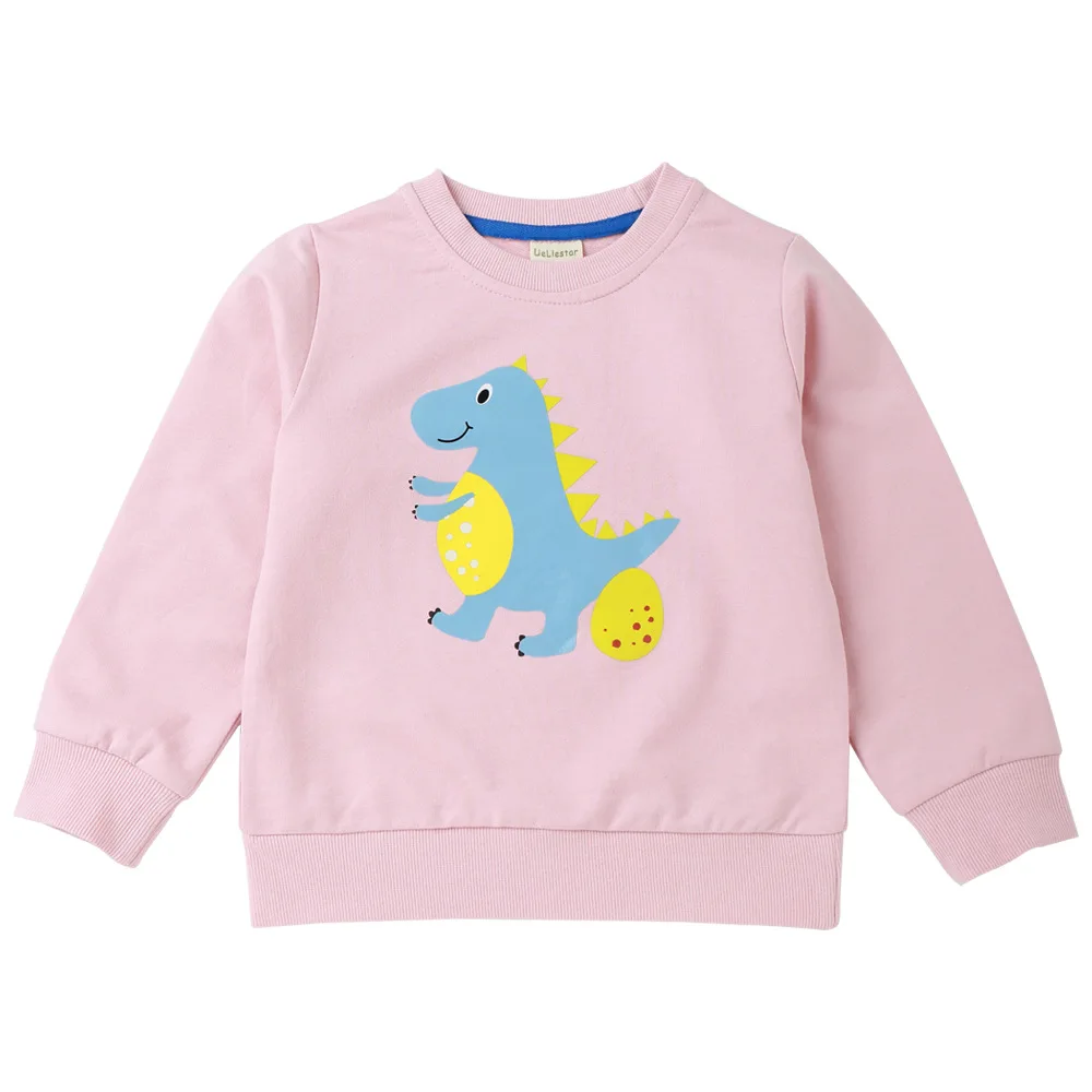

27Kids Autumn Girls Sweater Shirt Full sleeve Dinosaur T Shirt Boys Top Cotton Fabric Winter Children Clothe