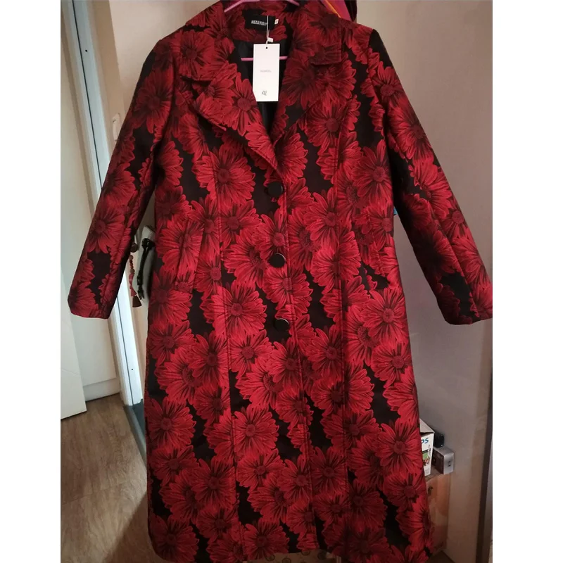 

2020 Spring Autumn Trench Coat Women Fashion WIth Belt Vintage Loose Long Coat Windbreaker Female Casual Print Red Abrigos Mujer