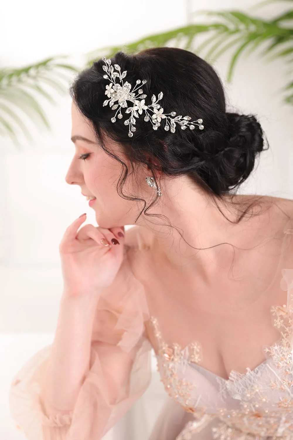 Винтажная заколка для волос в форме короны с листьями и цветами элегантное