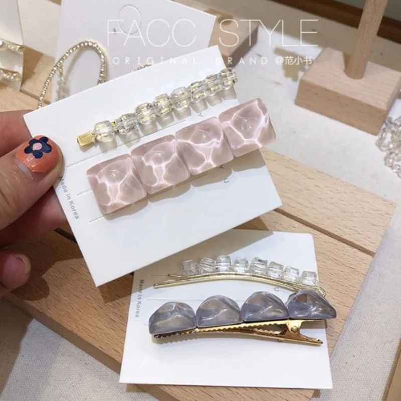 

2pcs/set Women Luxury Crystal Hairpins Sweet Hair Clip Barrette Hair Ornament Headband Fashion Hair Accessories