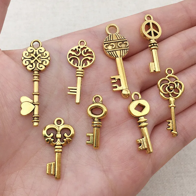 

82 Pcs Mix Metal Zinc Alloy Key Charms Fit Jewelry Plant Pendant Charms Makings Accessories Finding