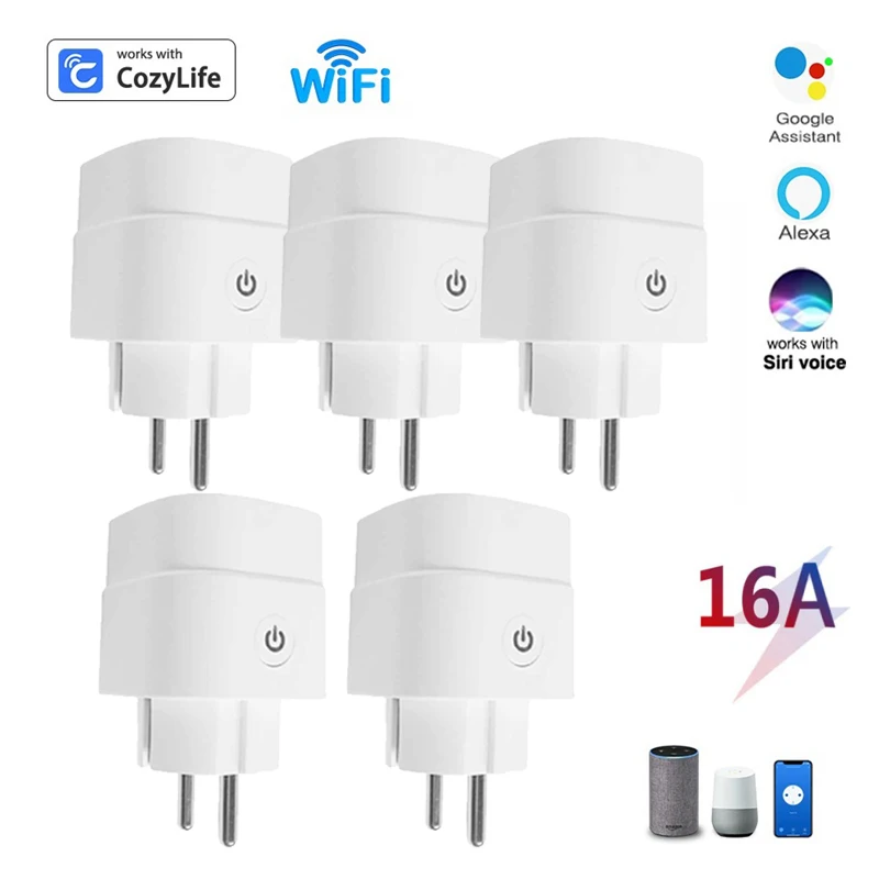 

Wireless WiFi Smart Plug EU Adaptor Remote Voice Control Power Cozy Life Outlet Timer Socket Work With Alexa/Google Home/lfttt