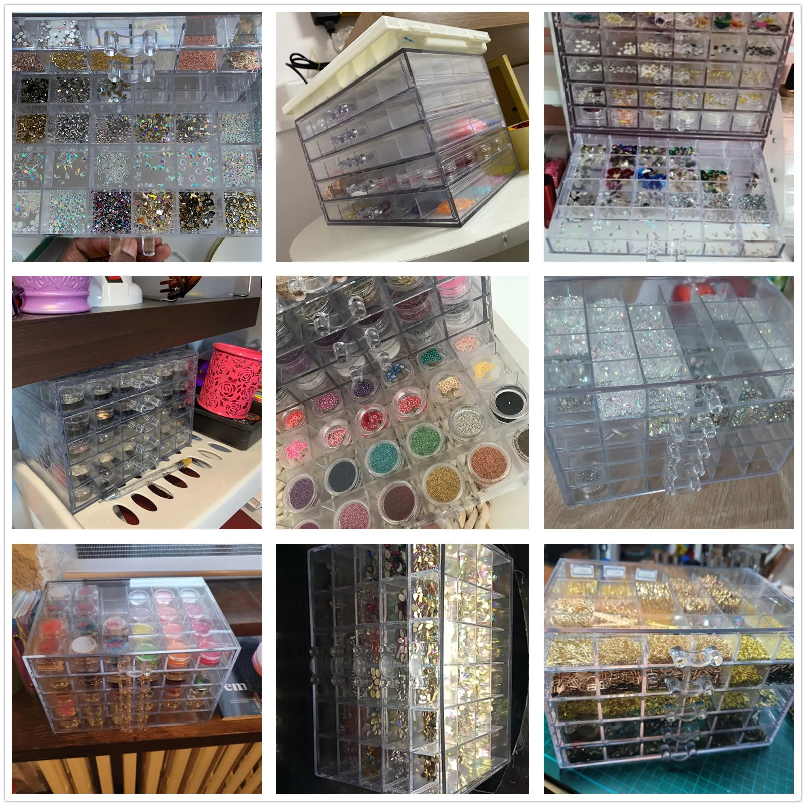 120 Grids Transparent Acrylic Nail Display Organizer Makeup Jewelry Nail Art  Cosmetic Display Rack Drawer Boxes Organizers images - 6