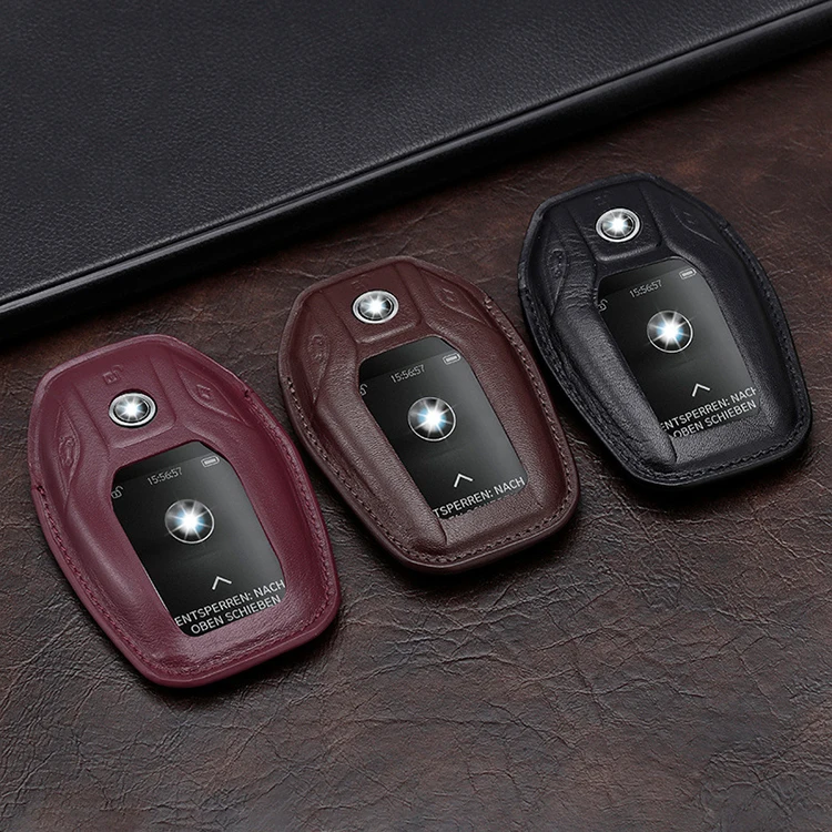 Роскошный чехол для автомобильного ключа из натуральной кожи со светодиодный
