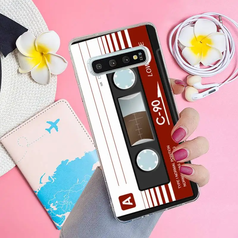 

Retro Side Style Tape Cassette Phone Case Transparent for Samsung A71 S9 10 20 HUAWEI p30 40 honor 10i 8x xiaomi note 8 Pro 11
