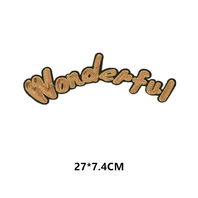 

Letters Logo Patch Wonderful Patches Bulk for Clothing Sequin Accessories Diy Stickers for Clothes Large Badge Free Shipping