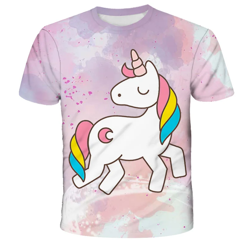

Children's clothing boy and girl unicorn theme T-shirt Loose kids T-shirt